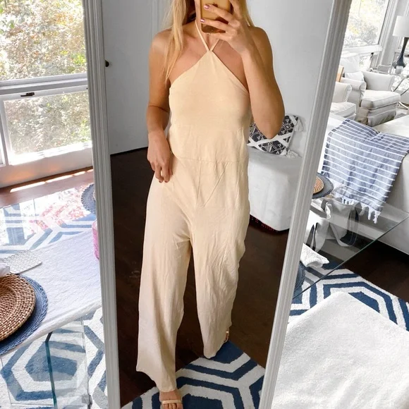 🐚 ZARA TAN BACK TIE JUMPSUIT! - Picture 2 of 16